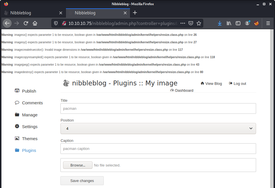 My Image plugin on Nibbles