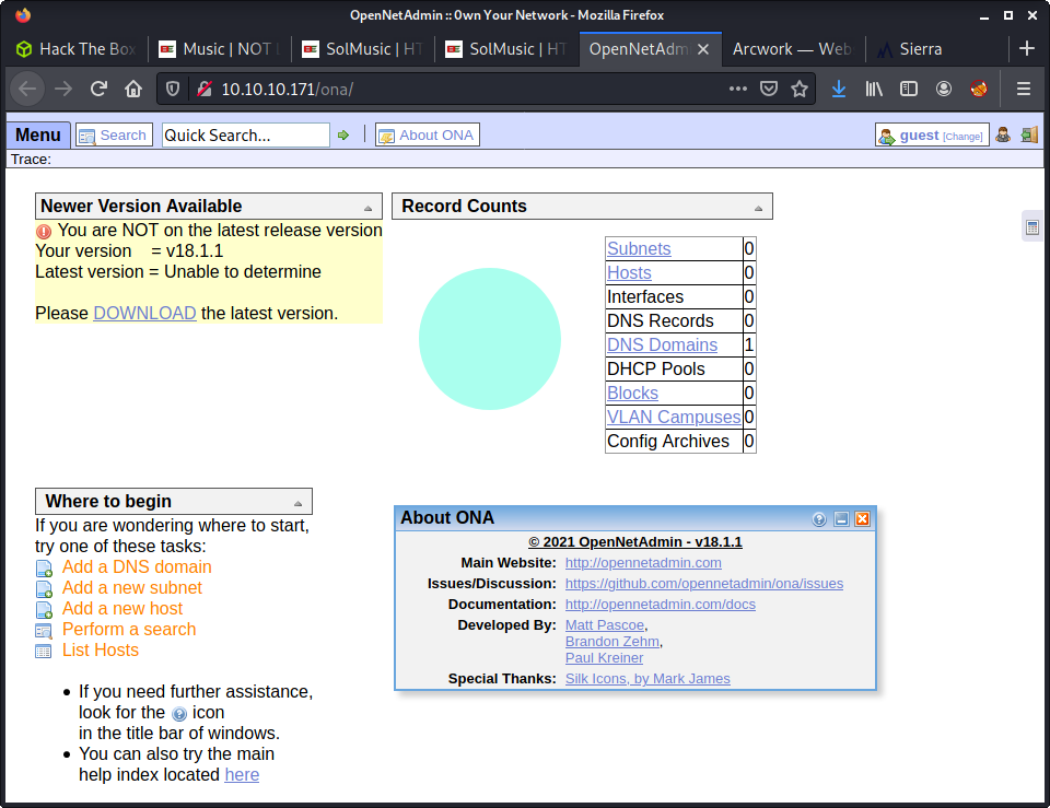 OpenNetAdmin - Home