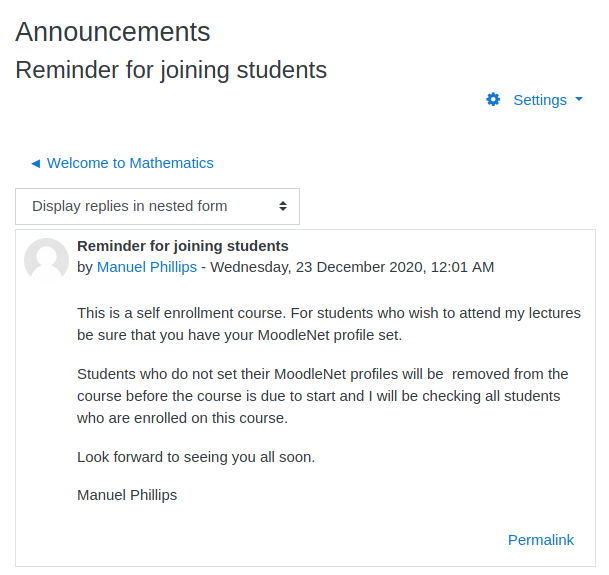 80 Moodle Announcement