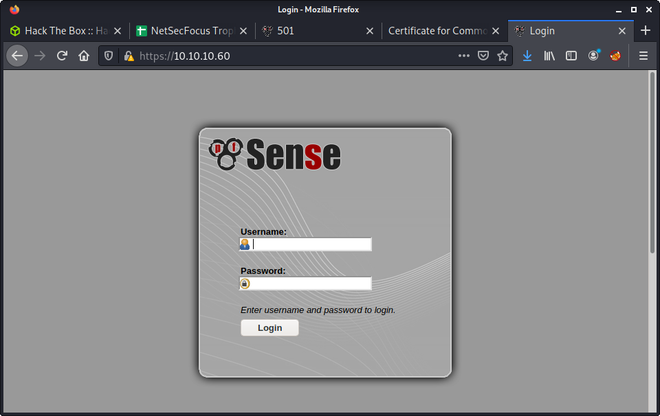 pfSense login page