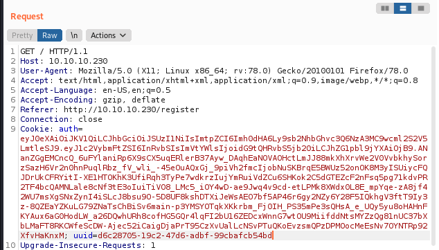 Auth value in cookie